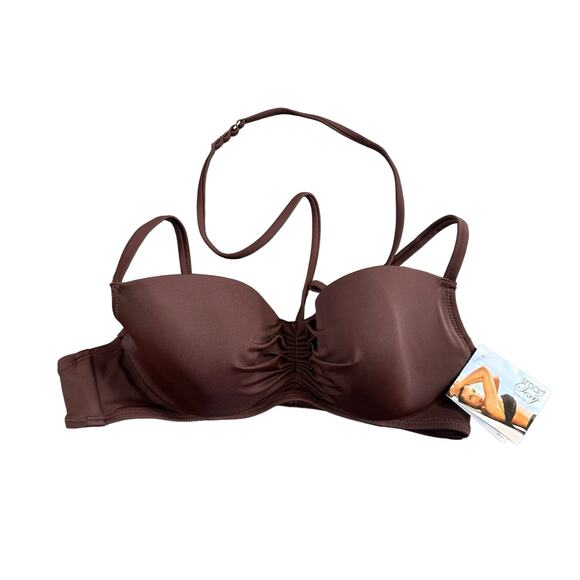 Smart and Sexy Swim Secret The Getaway Halter Bikini Swim Top Espresso Size 34B - Picture 3 of 8